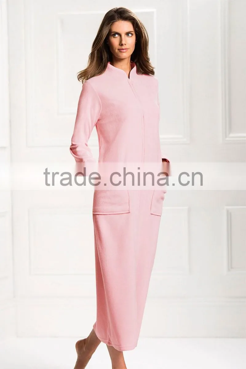 Women plain with pocket cheap fleece pajamas