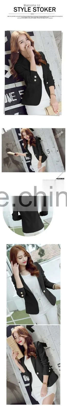 2016 Women Blazer Korean Version Cultivating Wild (green Yellow Black) Long-sleeved Small suit Women Blazers And Jackets