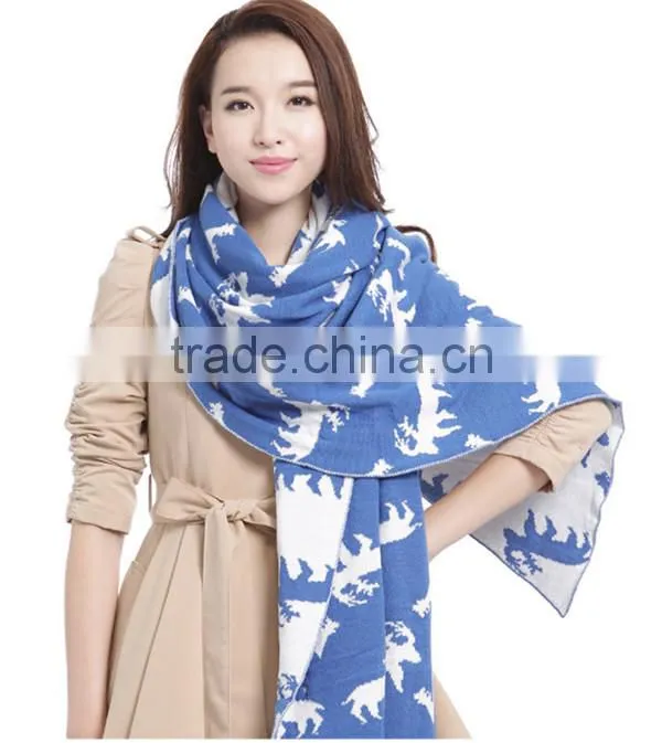 2 color choice Autumn and winter warm animal pattern lady knit korean scarf hijab scarf