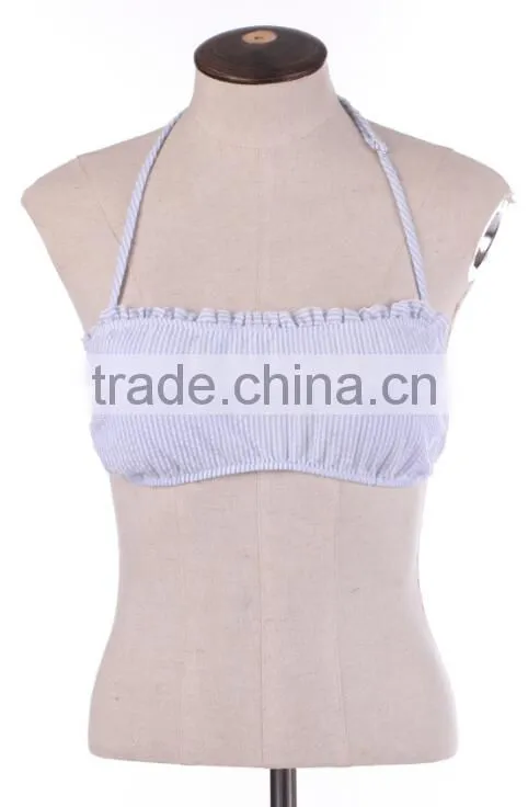 New Arrival Chevron Striped Seersucker Bandeau Top