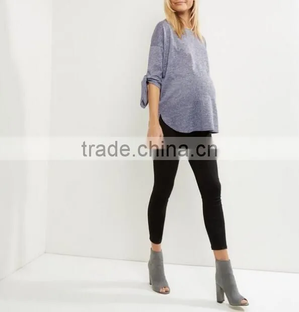 Wholesale maternity wear clothes knit tie sleeve tops