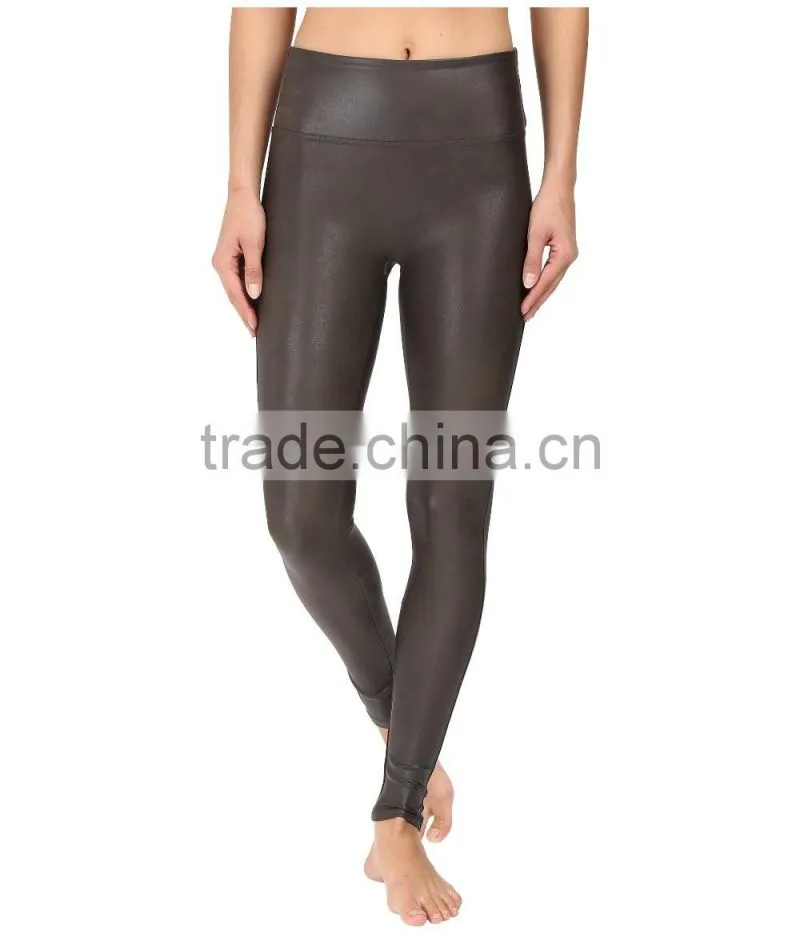Wholesale fashion 2017 ladies Faux Leather slim fit custom yoga Leggings Sexy Leather stretch Legging