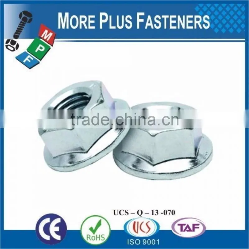 Made in Taiwan DIN 6923 Steel Class 8 Zinc Plated Stainless Steel Flange Nut DIN 6923