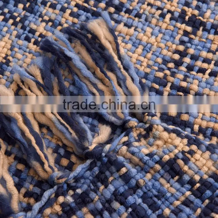 Cheap factory price Acrylic hand made throw knit blanket