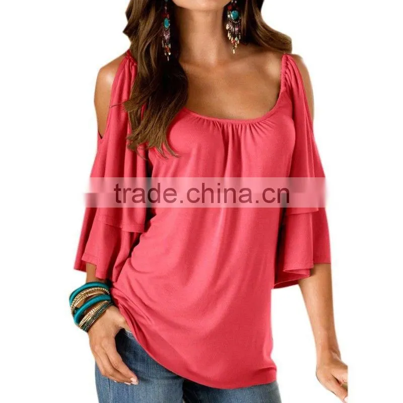 Women Off Shoulder Short Sleeve Casual T-Shirt Tops Loose Blouse