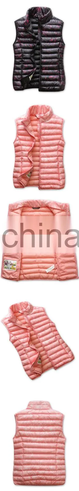 Wholesale Ultralight Women Winter Down Vest with stand collar