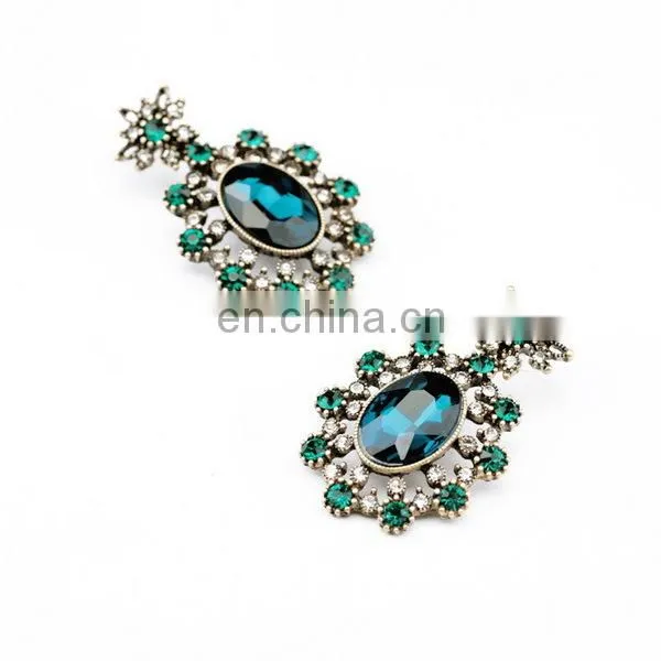 Wholesale sapphire 2014 pouplar imitation fashion alloy stone earrings