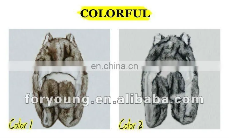 faux fur animal hood hat