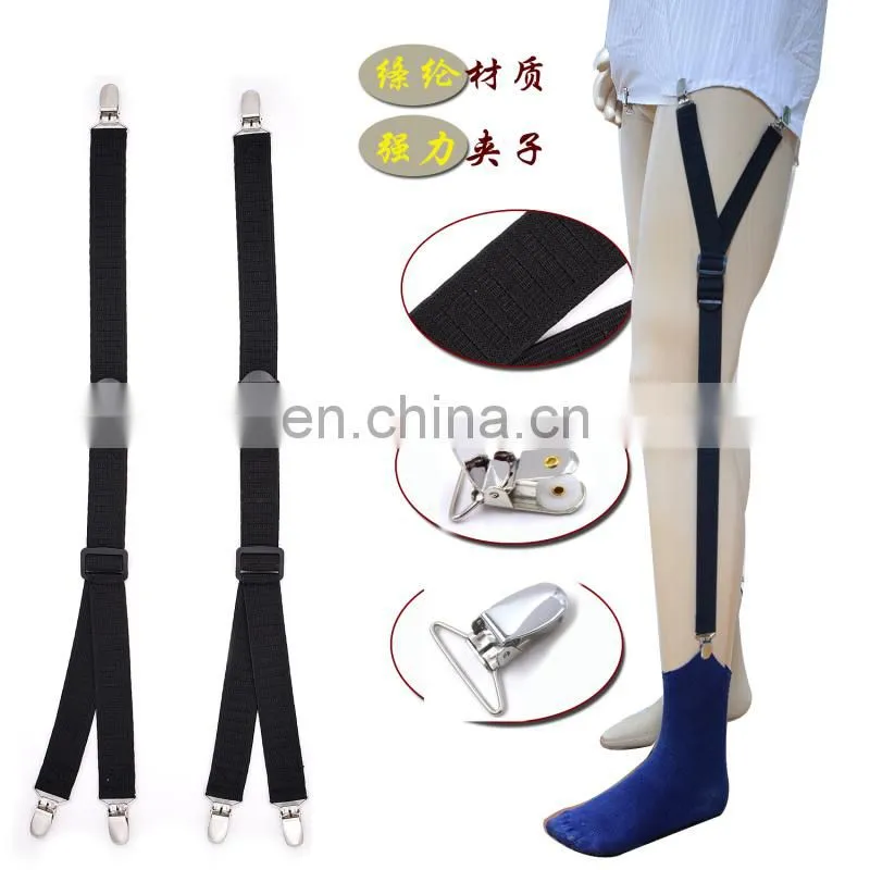 2017 yiwu longkang wholesale fashion Metal Button Stretching Shirt Stays Adjustable Size Suspender Most Protective Garter Belts