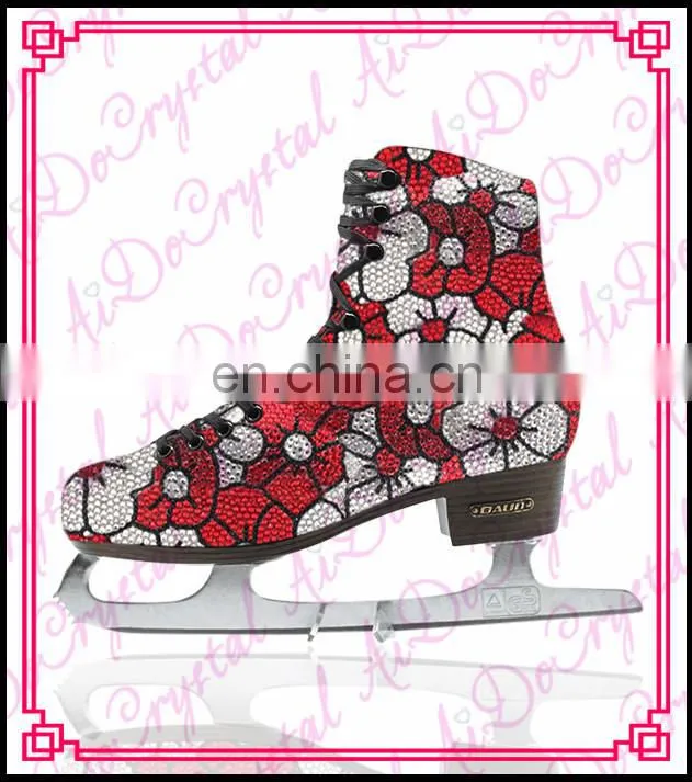 Aidocrystal high quatity handmade crystal ice skating shoes,ice figure skate sport shoes