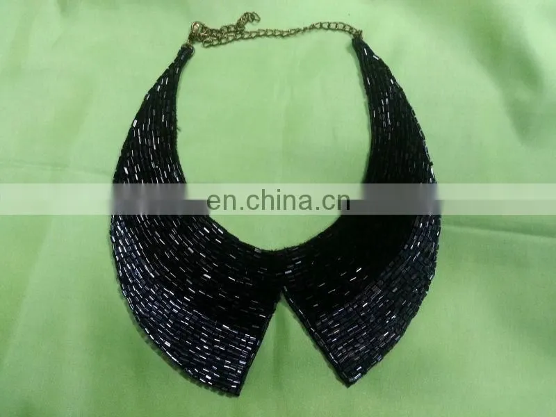 BEAUTIFUL BEADED BLACK BEAD NECKLACE COLLAR CHOKER