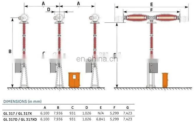 GL317XD 550kV Alstom High Voltage Circuit Breaker Alstom SF6 Circuit Breaker