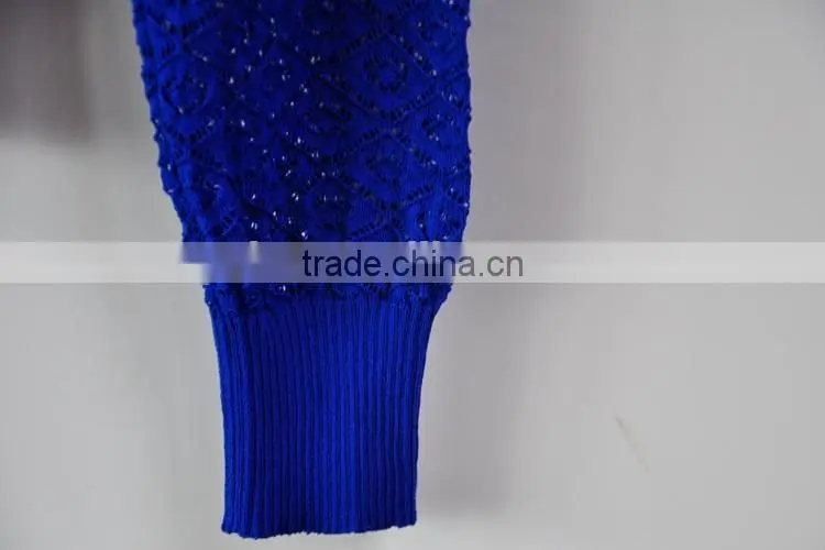 Blue Sexy Pullover Knitted Sweater Girls Summer Sweater