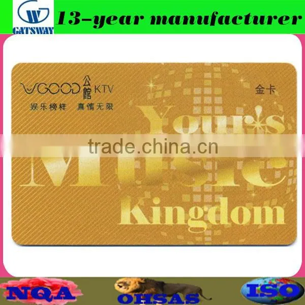silver hot stamping pvc card with sparkle gold