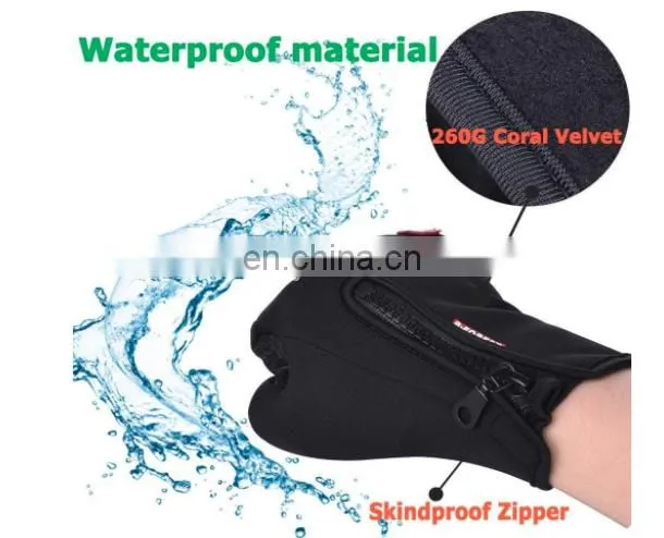 Wholesale Waterproof black neoprene fabric with touchscreen fingers outdoor sport diving protective glove