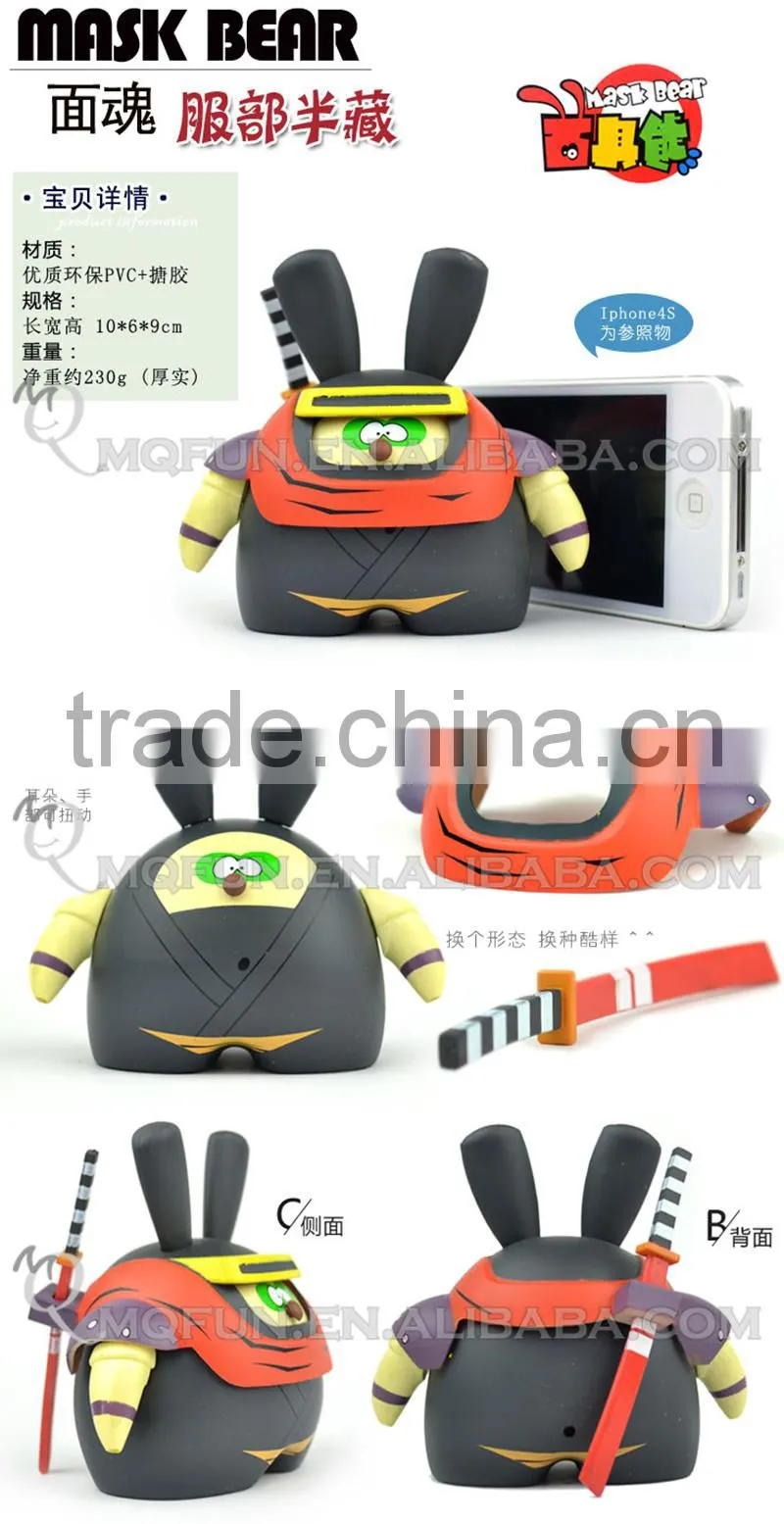 Mini Qute Mask Bear 10cm boy gift plastic reloading Samurai Shodown Hattori Hanzo action figure Game Cartoon toy car Decoration