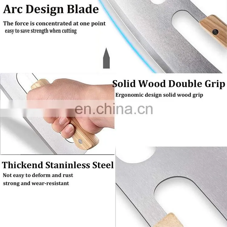 Amazon Hot sell Pizza Cutter Slicer Knife with Double Wooden Handle Stainless Steel Pizza Cutter Pizza Tools