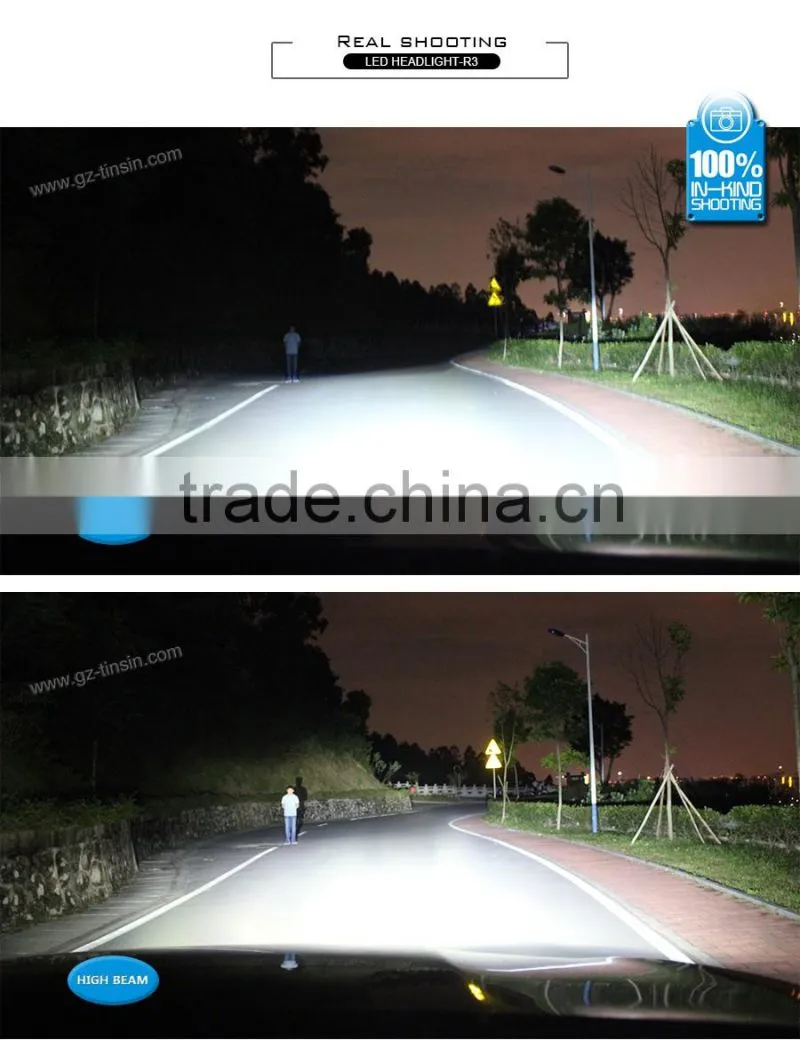 2016 new products led car light r3 h1 H3 H7 H4 high low beam 40w 4800lm led headlight kit