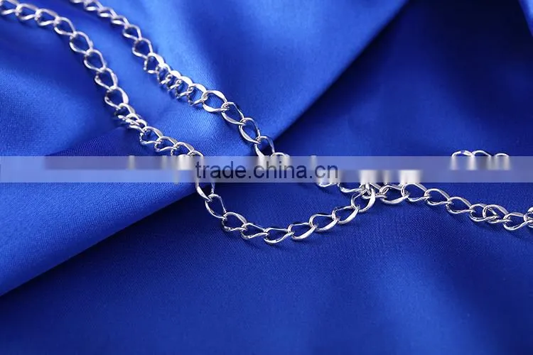 Hot Sales Wholesale Fashion Rhodium Plated Beautiful Curb Chain Of Necklace