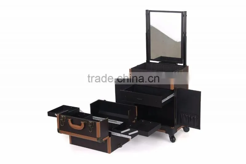 PVC professional beauty case cosmetic case with mirror