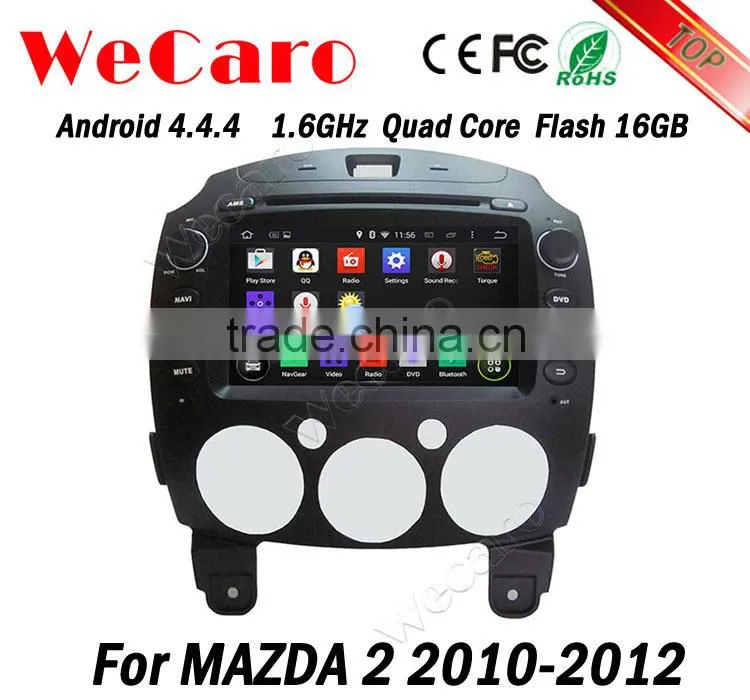 Wecaro Android 4.4.4 car multimedia system 8" double din for mazda 2 car dvd gps android 16GB Flash 2010-2012