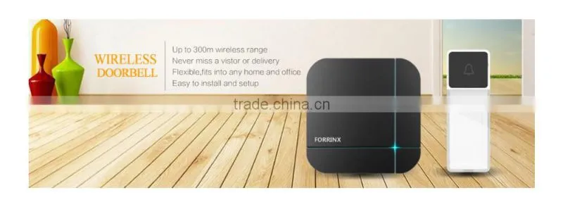 FORRINX DIY Wireless Doorbell 52 Music 300m Range AC Plun in Receiver and Battery-free Transmitter Loud Sound LED Indicator
