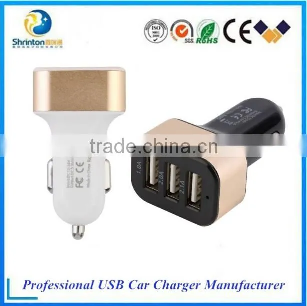 Triple USB Universal Car Charger Adapter 3 Port 2A 2.1A 1A For Cell Phone