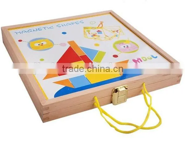 educational toys kids wooden playing puzzle pieces, wooden magnetic puzzle box