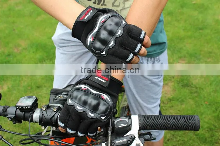 Men Motorcycle Cycling Gloves Half Finger Anti Slip 3D Hard Shell Protective Bicycle Bike Riding Racing Gloves