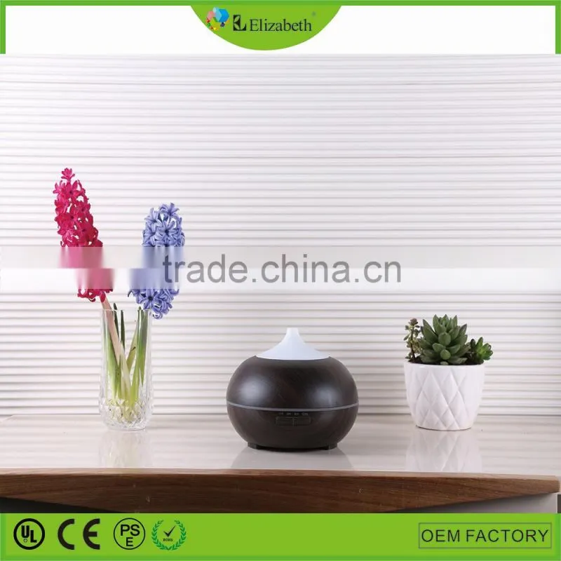 300ml Aroma Essential Oil Diffuser, Amazon Wood Grain Ultrasonic Cool Mist Humidifier with Color LED Lights Timer