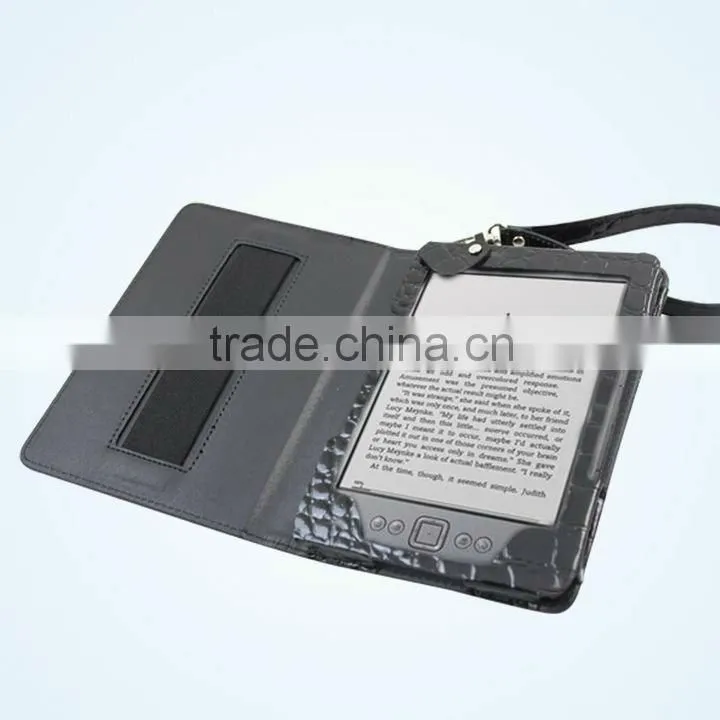 Black Leather Cover Case For Amazon Kindle 4 4th