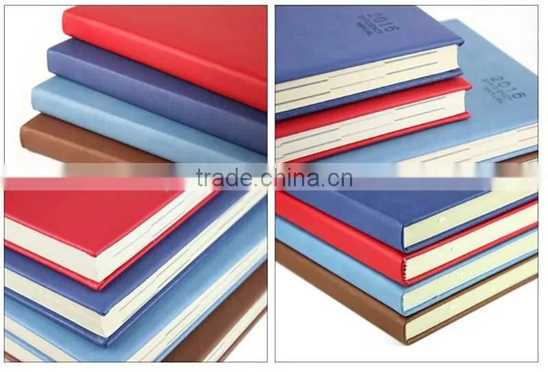 Simple design high quality 2016/2017 embossed leather diary with multicolor