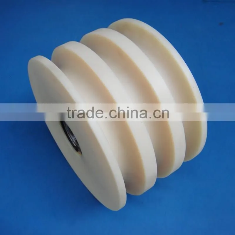 Wholesale power transmission parts cnc machined pa66 nylon6 nylon66 Oil Nylon pulley sheave(white)