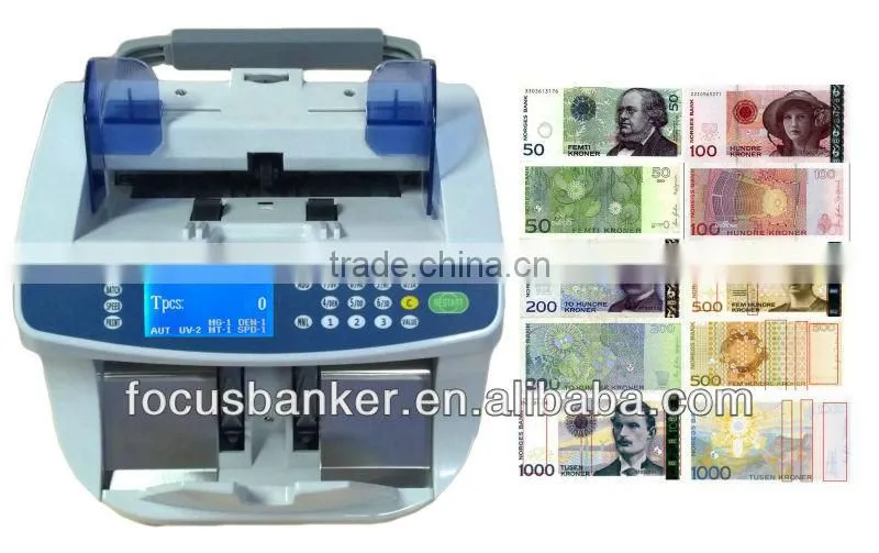 (Good Price ! ) Money Counter with UV/MG Counterfeit Detection for Norwegian krone(NOK)