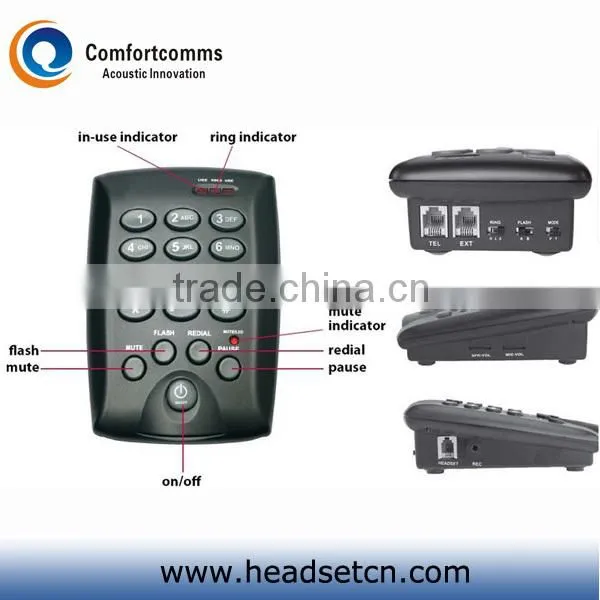 Professional call center communication dial pad headset telephone with rj11 plug cable CHT-800