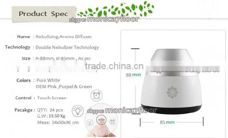 Waterless diffuser nebulizer with rechargeable battery inside essential oil diffuser