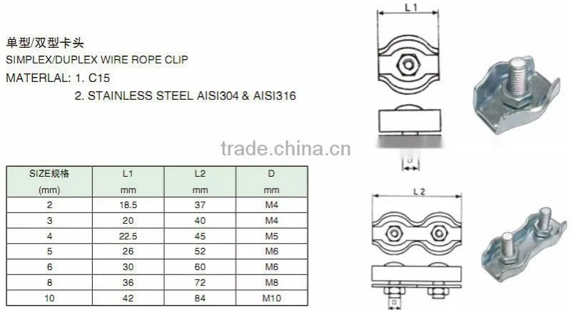 Stainless Steel 316 Simplex Wire Rope Clip