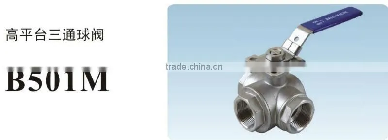 supply stainless steel 3-way ball valve with diret mounting pad (DIN) with mounting pad manufacturer in China