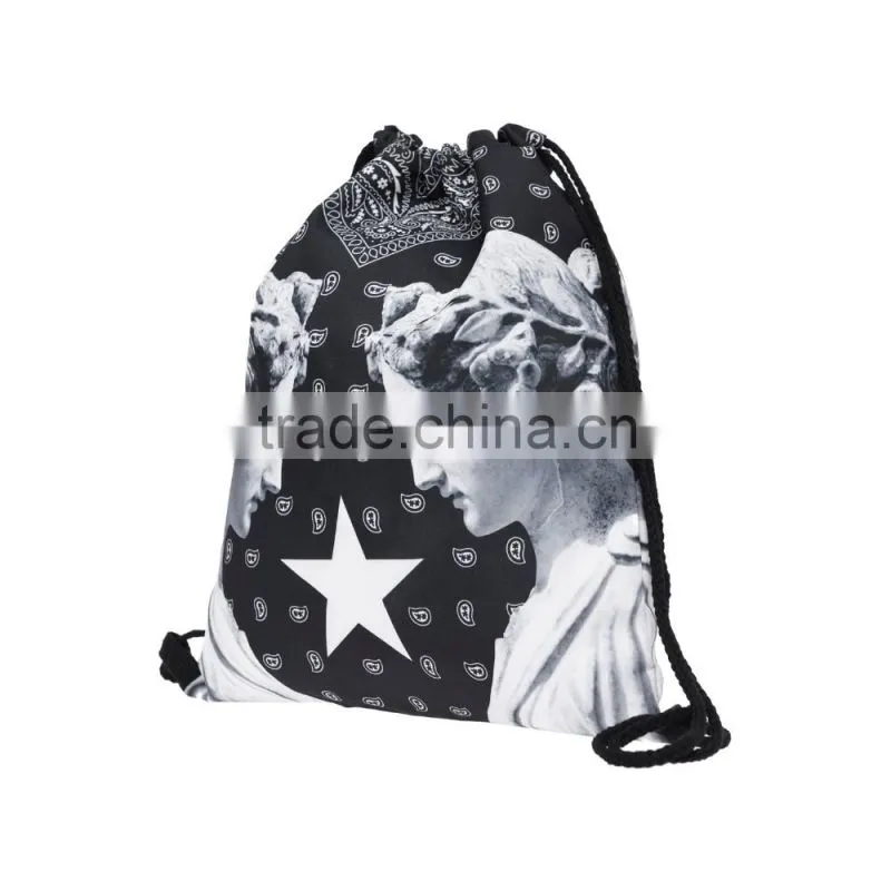 High Quality 3D Printed Bandana Statue Cool Custom Microfiber Drawstring Bag