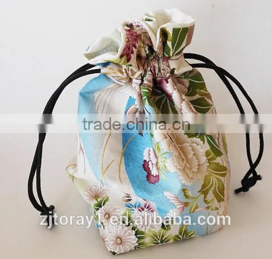 New Design Printed Small Cotton Fabric Drawstring Bag Jewelry Pouch