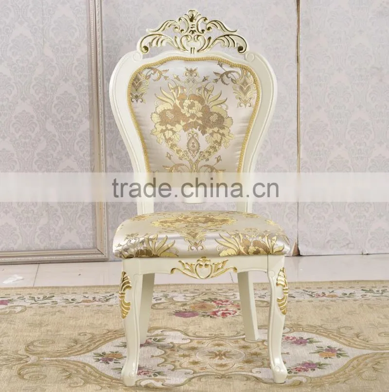 Italian antique style gold leaf baroque dining chair luxury white wedding chair