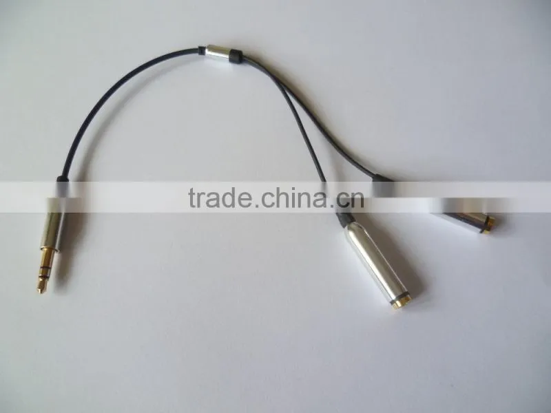 Gold plated DC3.5 m to 2*female audio splitter cable