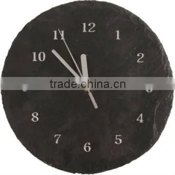 Round black slate stone wall clock other shape can provide