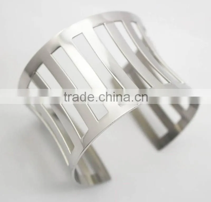 Punk Stainless Steel Cuff Metal Bangle Hollow out Bracelet