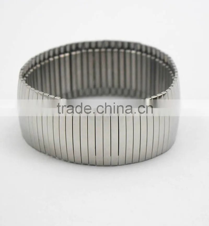 High Polished Silver Stretchy Claw Chain Elastic Stainless Steel Bracelet