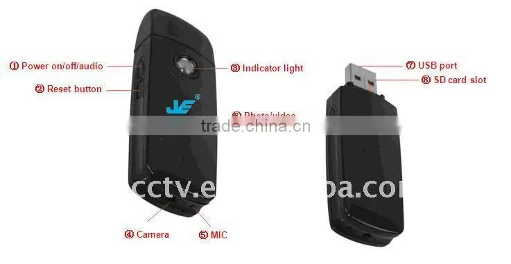 Hidden Digital Camera USB Drive DVR Mini Camcoder 30fps 720*480P 4GB MAX 32GB JVE3333-1