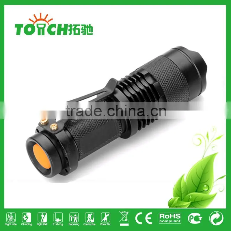 Mini led flashlight 5W 300 lumen cre e waterproof zoomable 3 Modes LED flashlight For AA/14500 battary TL-3001