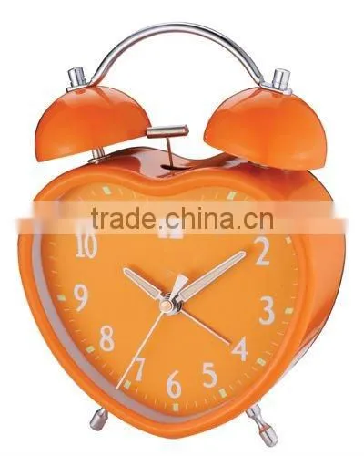 heart shape metal case mechanical alarm clock, desktop clock, Bedside clock, candy color clock