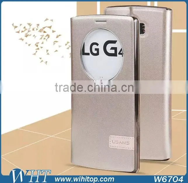2015 Mobile Phone Case, Leather Flip Stand View Case Cover for LG G4