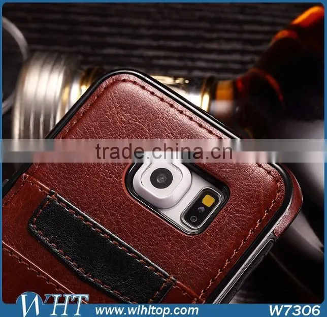 Luxury Leather Mobile Phone Case for Samsung Galaxy S6 S6 Edge With Card Slot